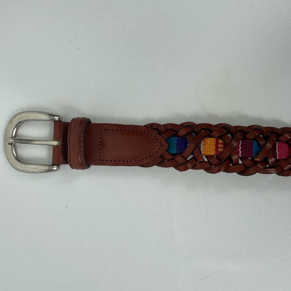 FOSSIL Brown Leather Belt Women’s Size Small Tapestry Casual Inlay - Picture 3 of 10